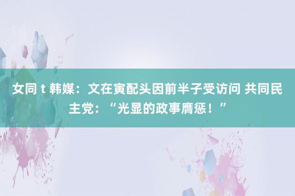 女同 t 韩媒：文在寅配头因前半子受访问 共同民主党：“光显的政事膺惩！”