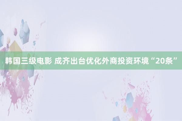 韩国三级电影 成齐出台优化外商投资环境“20条”