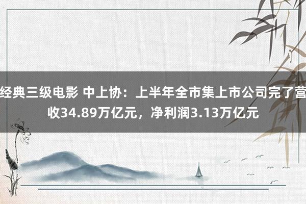 经典三级电影 中上协：上半年全市集上市公司完了营收34.89万亿元，净利润3.13万亿元