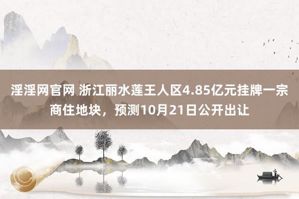 淫淫网官网 浙江丽水莲王人区4.85亿元挂牌一宗商住地块，预测10月21日公开出让