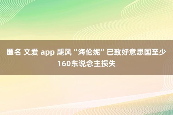 匿名 文爱 app 飓风“海伦妮”已致好意思国至少160东说念主损失