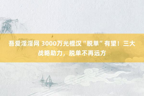 吾爱淫淫网 3000万光棍汉“脱单”有望！三大战略助力，脱单不再远方