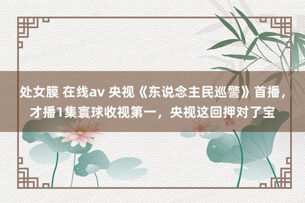 处女膜 在线av 央视《东说念主民巡警》首播，才播1集寰球收视第一，央视这回押对了宝