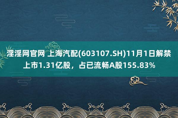 淫淫网官网 上海汽配(603107.SH)11月1日解禁上市1.31亿股，占已流畅A股155.83%