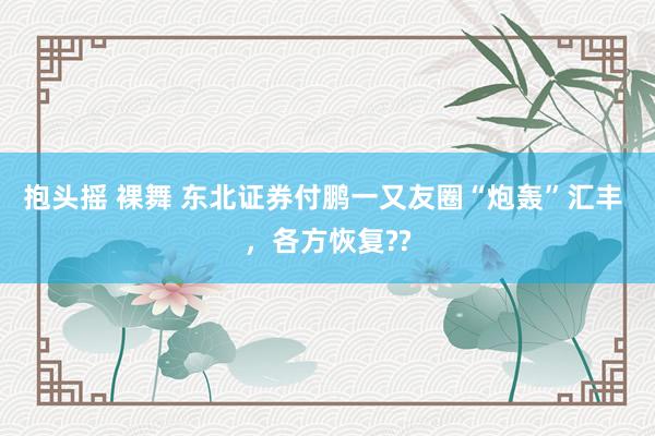 抱头摇 裸舞 东北证券付鹏一又友圈“炮轰”汇丰 ，各方恢复??