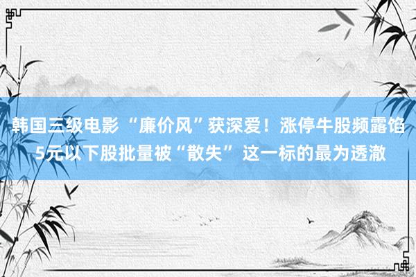 韩国三级电影 “廉价风”获深爱！涨停牛股频露馅 5元以下股批量被“散失” 这一标的最为透澈