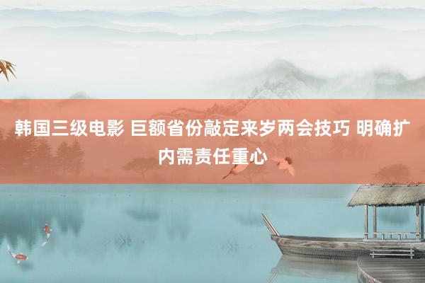 韩国三级电影 巨额省份敲定来岁两会技巧 明确扩内需责任重心