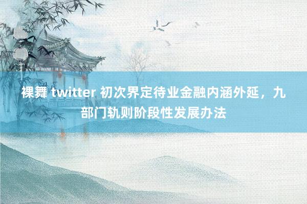 裸舞 twitter 初次界定待业金融内涵外延，九部门轨则阶段性发展办法