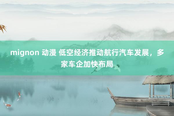 mignon 动漫 低空经济推动航行汽车发展，多家车企加快布局