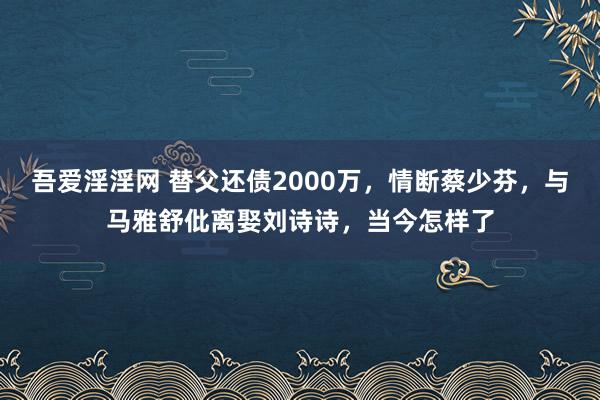 吾爱淫淫网 替父还债2000万，情断蔡少芬，与马雅舒仳离娶刘诗诗，当今怎样了