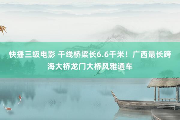 快播三级电影 干线桥梁长6.6千米！广西最长跨海大桥龙门大桥风雅通车