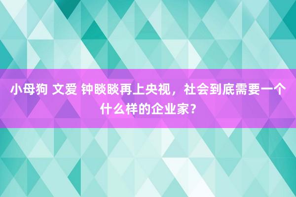 小母狗 文爱 钟睒睒再上央视，社会到底需要一个什么样的企业家？