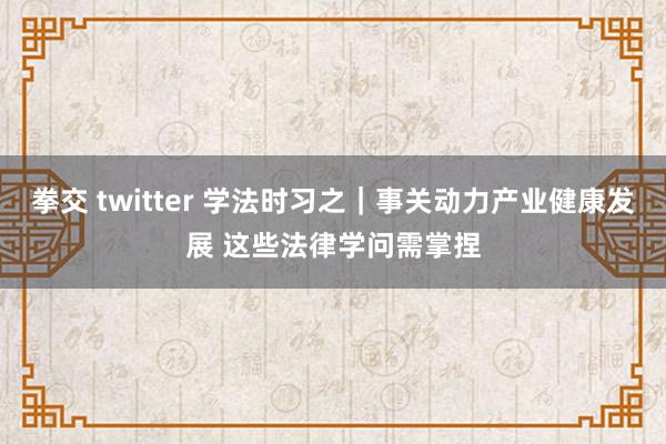 拳交 twitter 学法时习之｜事关动力产业健康发展 这些法律学问需掌捏