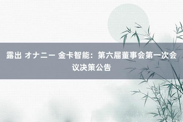 露出 オナニー 金卡智能：第六届董事会第一次会议决策公告