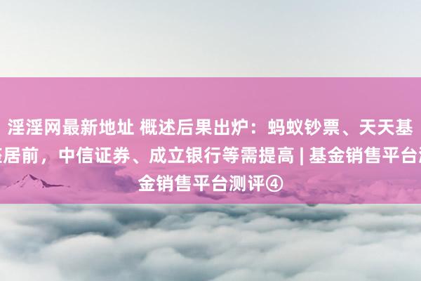 淫淫网最新地址 概述后果出炉：蚂蚁钞票、天天基金举座居前，中信证券、成立银行等需提高 | 基金销售平台测评④