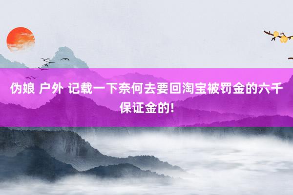 伪娘 户外 记载一下奈何去要回淘宝被罚金的六千保证金的!