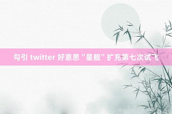 勾引 twitter 好意思“星舰”扩充第七次试飞