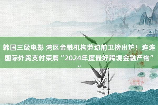 韩国三级电影 湾区金融机构劳动前卫榜出炉！连连国际外贸支付荣膺“2024年度最好跨境金融产物”